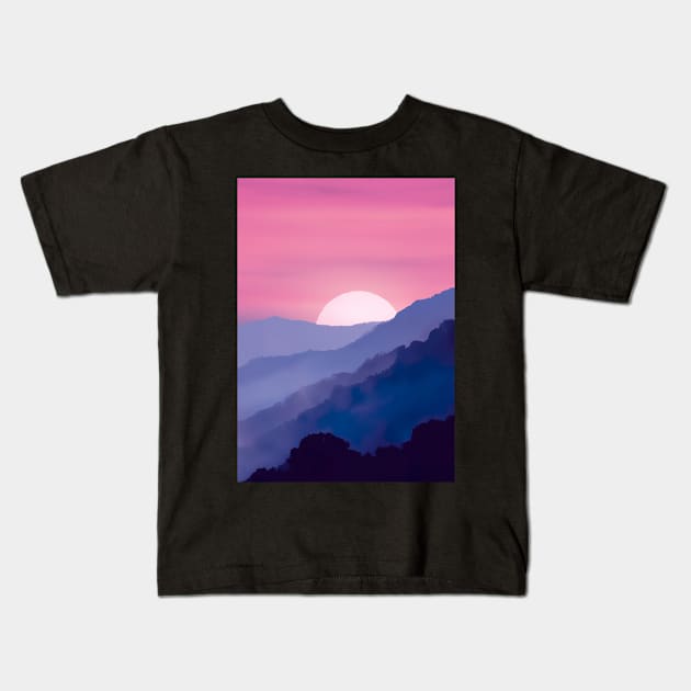 Pink Sunset Kids T-Shirt by maxcode